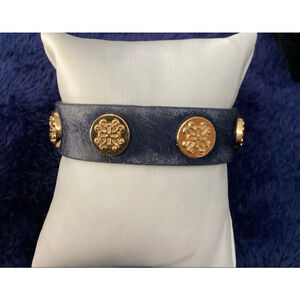 Rustic Cuff Navy & Gold Studded Bracelet 1721